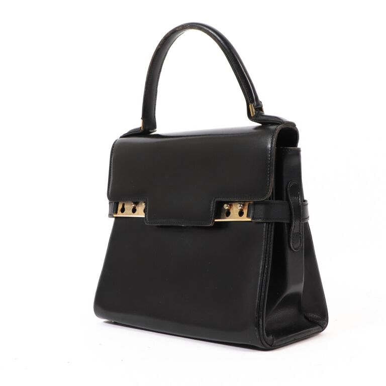 Delvaux Black Leather Tempete PM Top Handle Bag Delvaux