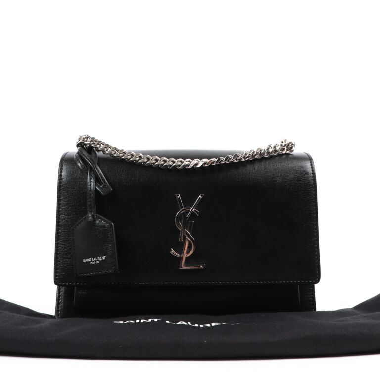 Black Sunset medium YSL-plaque leather shoulder bag