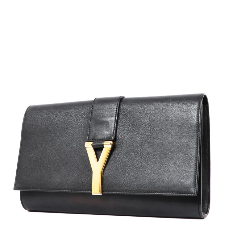 Saint Laurent - Authenticated Clutch Bag - Leather Black For Woman, Very Good condition