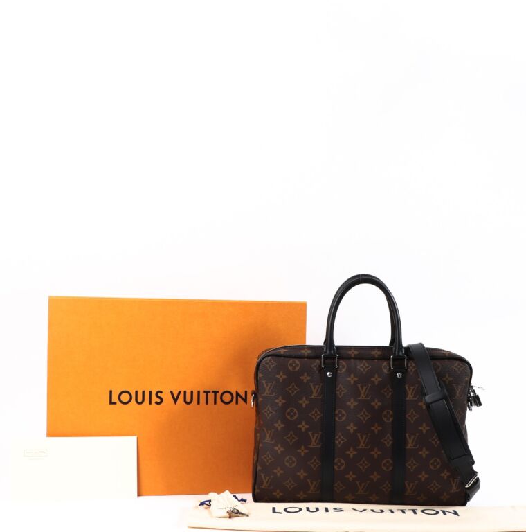 Louis Vuitton Porte-Documents Voyage PM Monogram Macassar Canvas Bag