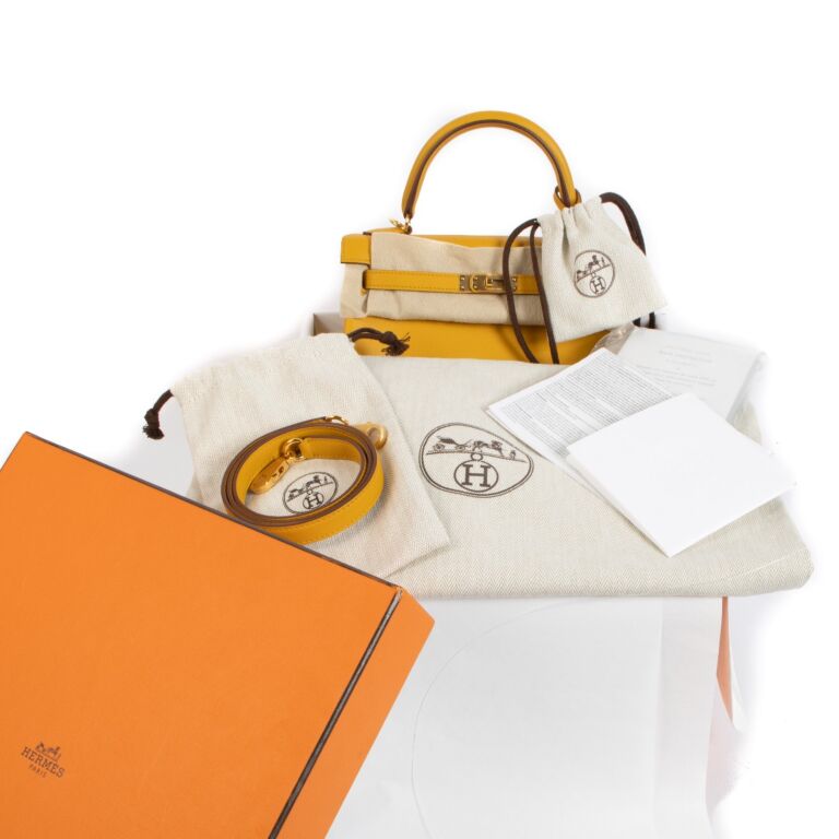 Hermes 2021 Jaune Ambre Swift Leather Kelly 25 Auction