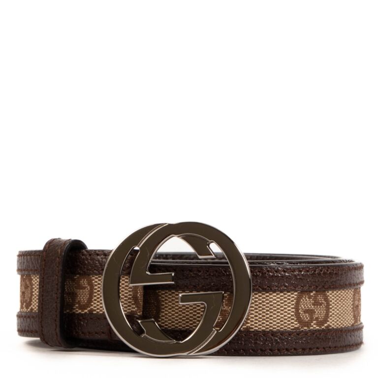 Gucci Brown Monogram Belt - size 90 Labellov Buy and Sell Authentic Luxury