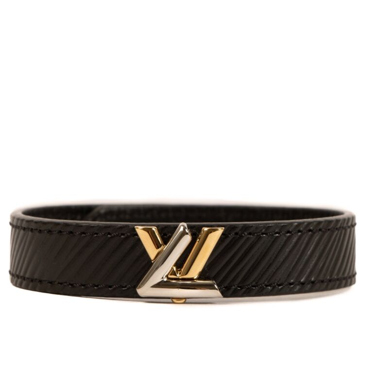 Louis Vuitton Black Epi Leather Twist-It Bracelet ○ Labellov
