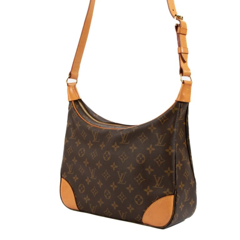 Louis+Vuitton+Boulogne+Shoulder+Bag+Brown+Leather for sale online