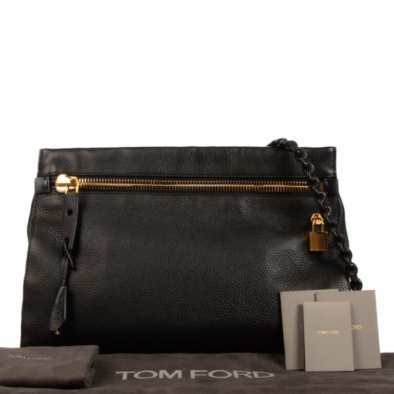 Tom Ford Black Alix Large Clutch ○ Labellov ○ Buy and Sell Authentic Luxury