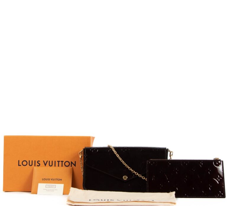LOUIS VUITTON Vernis Pochette Felicie Chain Wallet Amarante 539322