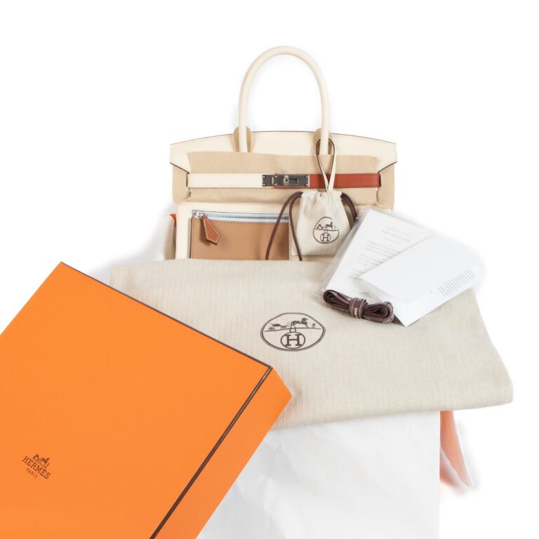 Brand New In Box Hermes Kelly 25 Colormatic Nata/Chai Swift Satchel Bag