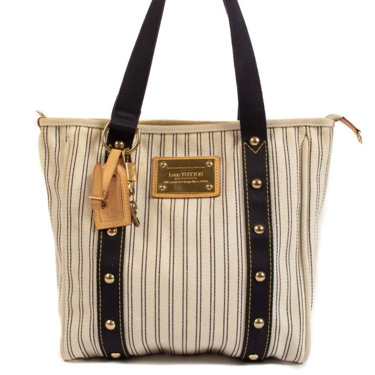 Louis Vuitton Antigua Cabas MM Striped Canvas Tote Bag ○ Labellov