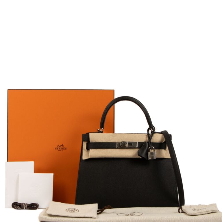 Hermès 2023 Kelly 28 Black Epsom ○ Labellov ○ Buy and Sell