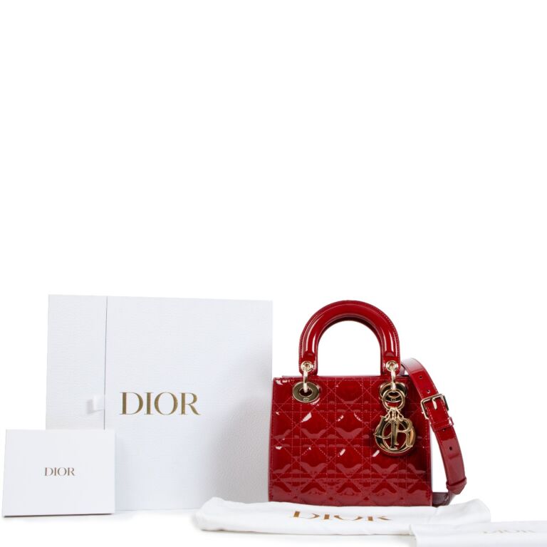 Mini Lady Dior Wallet Cherry Red Patent Cannage Calfskin
