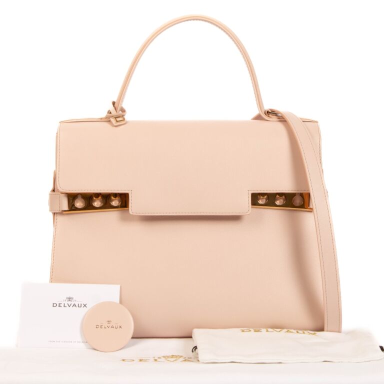 DELVAUX Smooth Calfskin Mini Tempete Satchel Nude 1188765