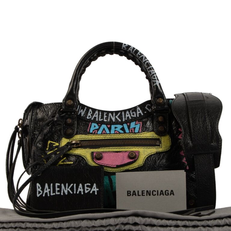 Balenciaga Black Graffiti Mini Classic City Bag ○ Labellov ○ Buy and Sell  Authentic Luxury