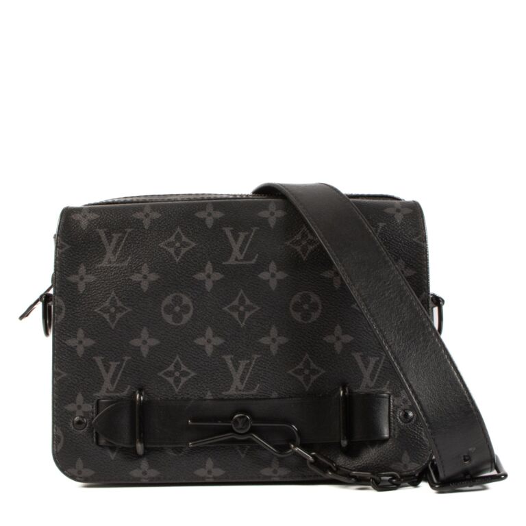 Louis+Vuitton+Streamer+Messenger+Crossbody+Black+Leather for sale online