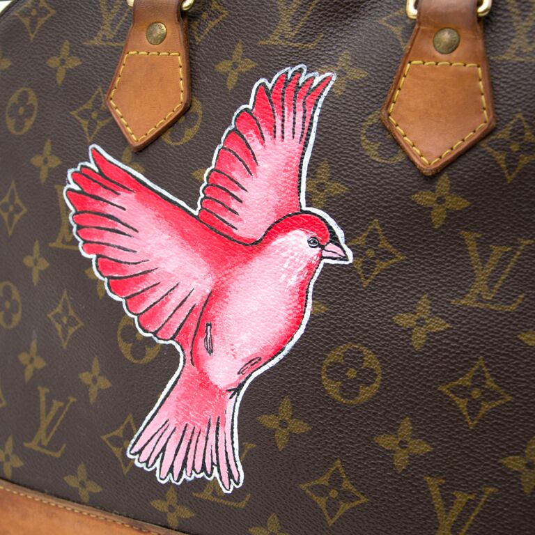 Spiced up my vintage LV Alma with hand painted red-pink accents