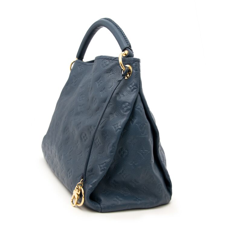 Authentic Louis Vuitton Empreinte Artsy MM in Orage Blue Hobo Handbag