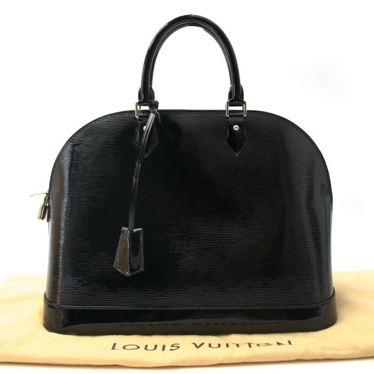Louis Vuitton Black Patent Epi Leather Large Model Alma Bag