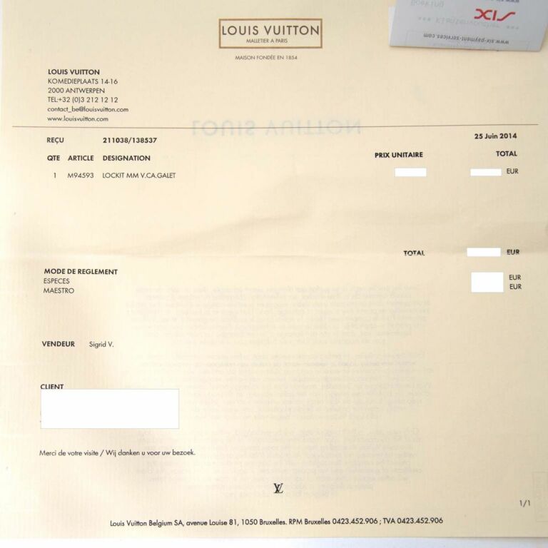 Louis Vuitton receipt for proof that it is real.