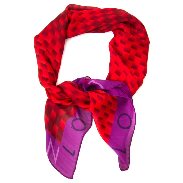 Louis Vuitton Red And Purple Silk Scarf ○ Labellov ○ Buy and