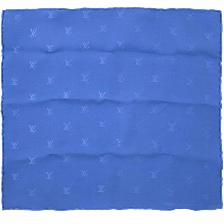 Louis Vuitton Monogram Flower Tile Square 90 Blue Silk