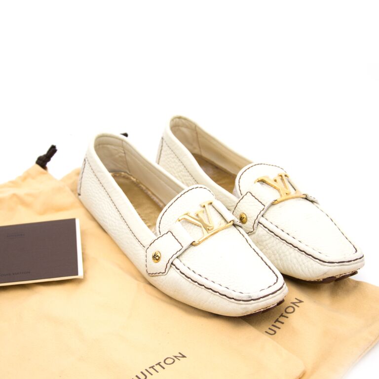 Louis Vuitton White Calf Leather Monte Carlo Driving Loafers