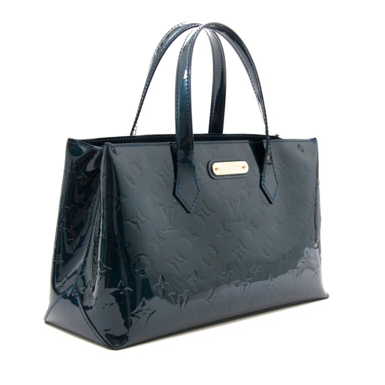 Louis Vuitton Bleu Nuit Monogram Vernis Wilshire PM Tote Bag For