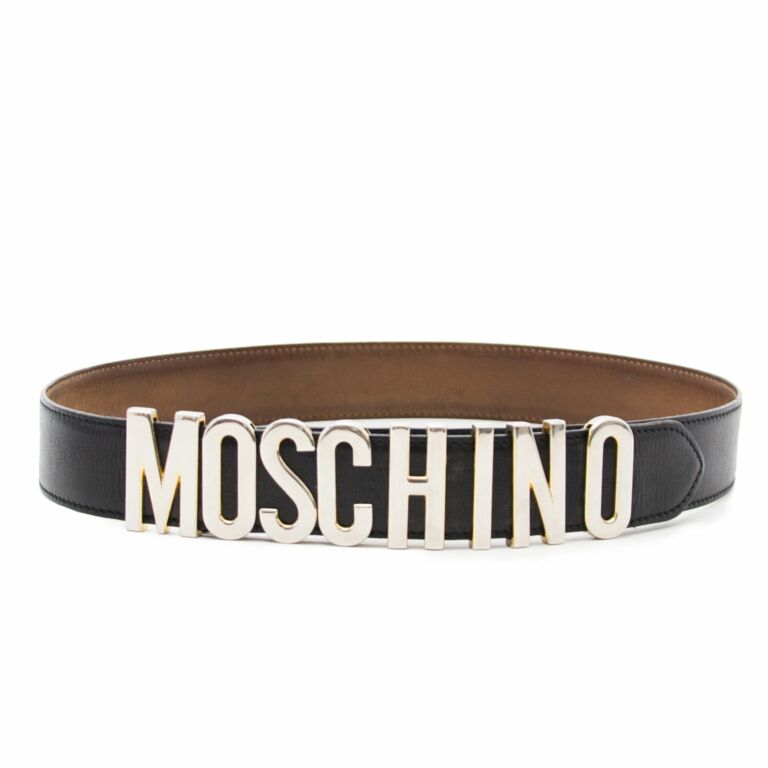 Getalenteerd Dierentuin Exclusief Moschino Black Logo Belt ○ Labellov ○ Buy and Sell Authentic Luxury