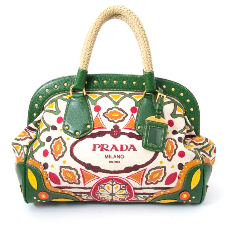 Prada Canvas Canapa Stampata Bag ○ Labellov ○ Buy and Sell Authentic Luxury