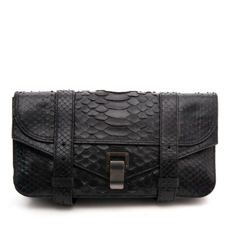 Proenza Schouler Black Python Clutch Labellov Buy and Sell