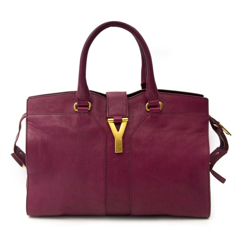 Saint Laurent Cabas Y Purple Leather Tote Labellov Buy and Sell ...