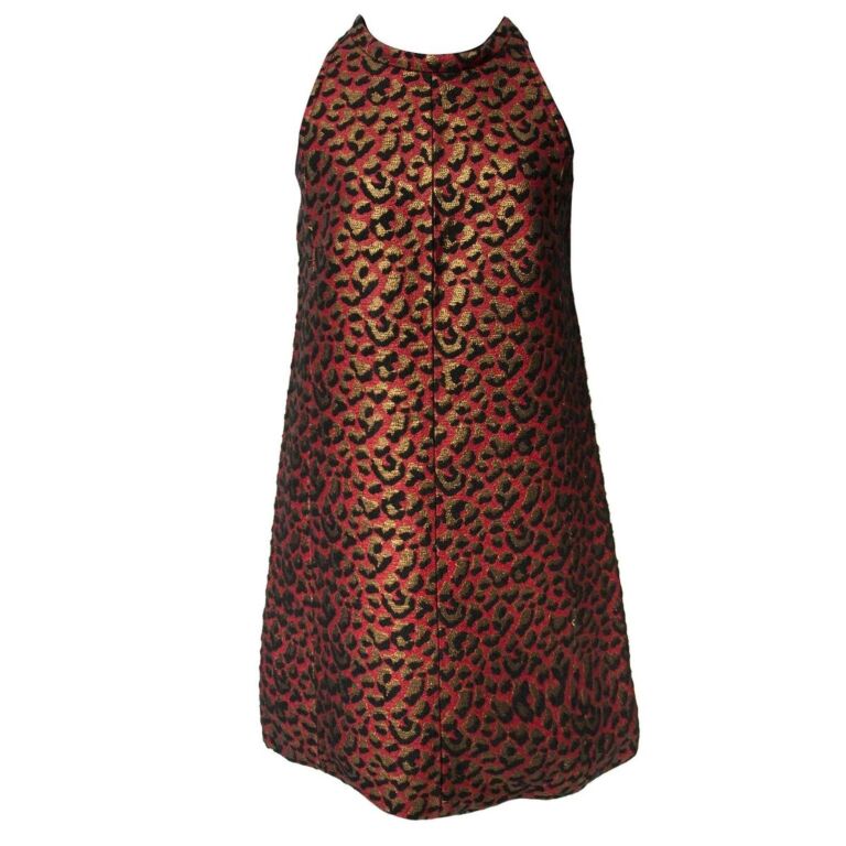 saint laurent red leopard dress