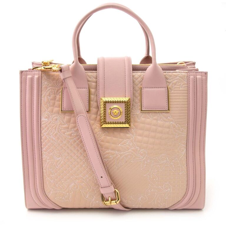 Versace Pink Powder Icon Quilted And Patent Leather Bag Labellov Buy ...