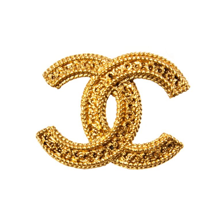 CHANEL CC gold brooch with rhinestones  Loop Generation