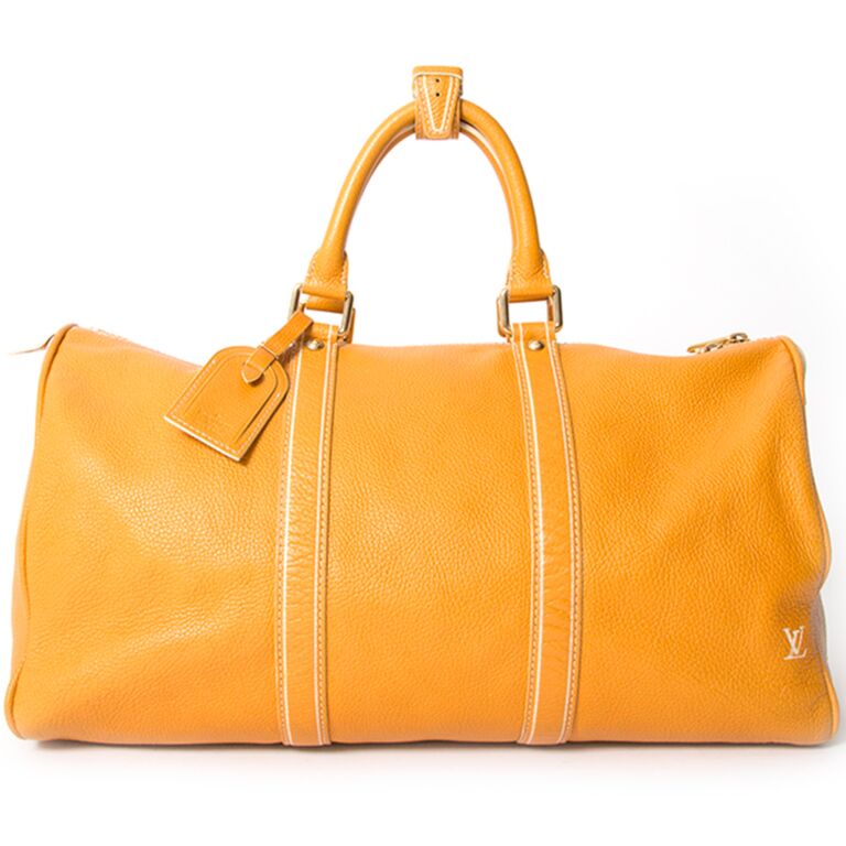 Keepall leather travel bag Louis Vuitton Yellow in Leather - 30021547