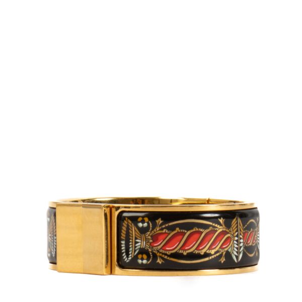Hermès Gold Cloissone Enamel Bangle Bracelet