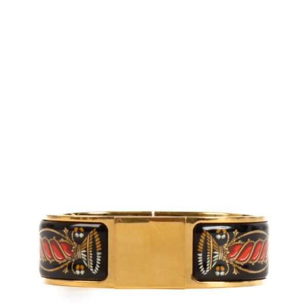 Hermès Gold Cloissone Enamel Bangle Bracelet