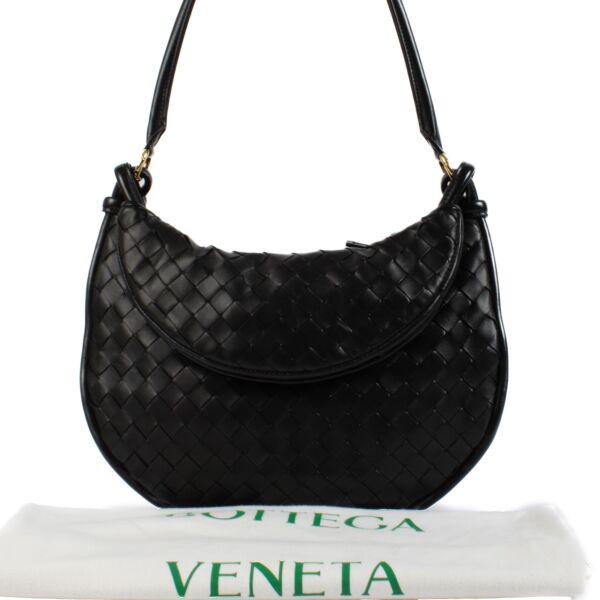 Bottega Veneta Black Intrecciato Gemelli Medium Shoulder Bag