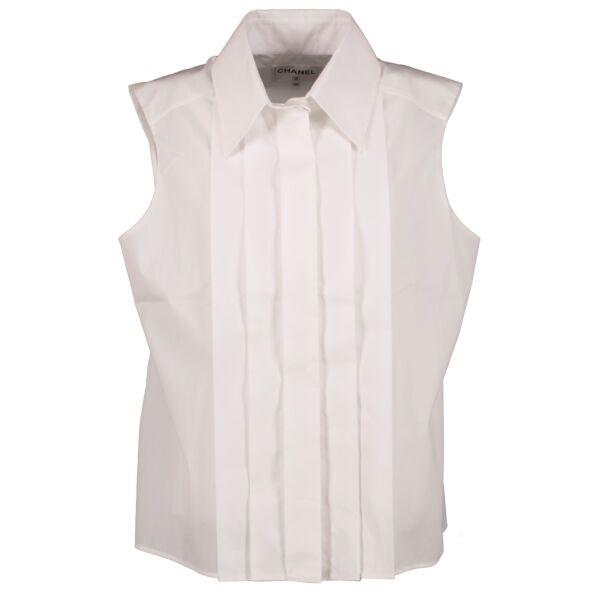 Chanel 19C La Pausa White Cotton Sleeveless Shirt