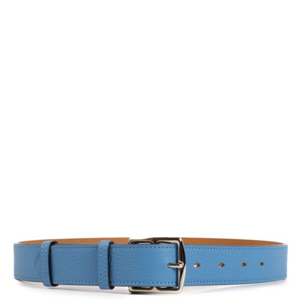 Hermès Bleu Paradis Taurillon Clemence Etriviere 32 Belt - Size 80