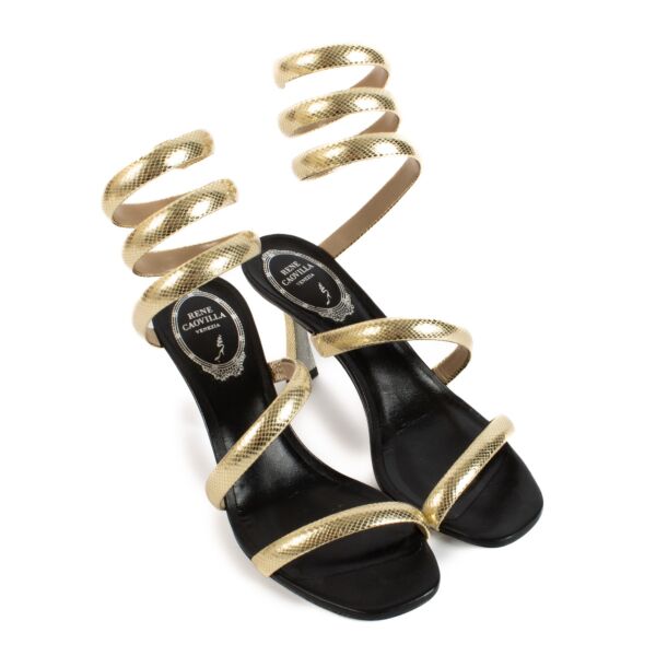 Rene Caovilla Gold Cleo Sandals - size 36