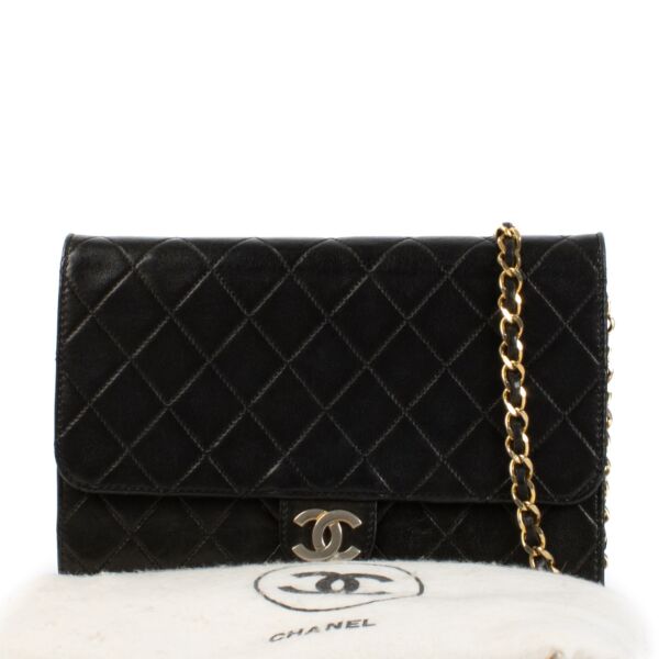 Chanel Vintage Black Lambskin Chain Flap Bag