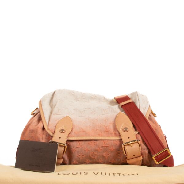 Louis Vuitton Beige/Burgundy Monogram Denim Sunrise Bag Louis