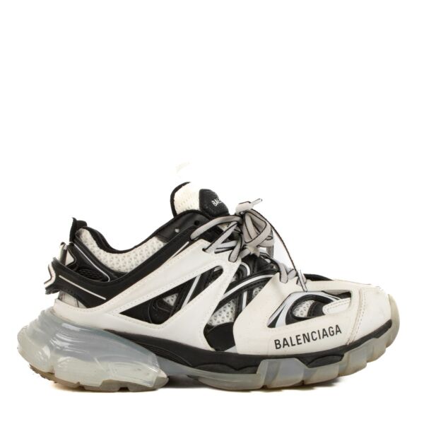 Balenciaga Black and White Clear Sole Track Sneakers