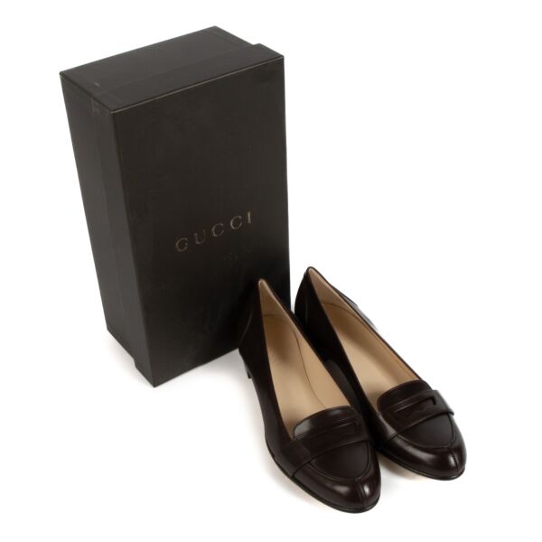 Gucci Brown Nappa Leather Loafer Flats - Size 36