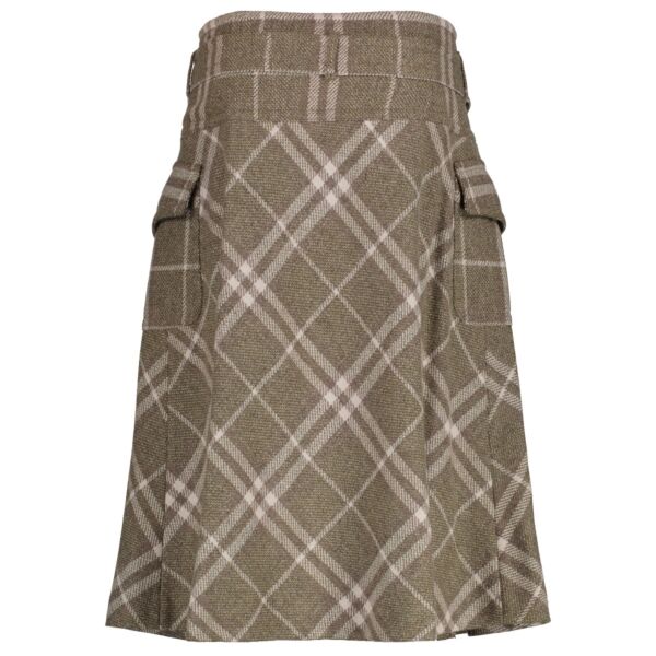 Burberry Khaki Check Belted Skirt - size IT 48