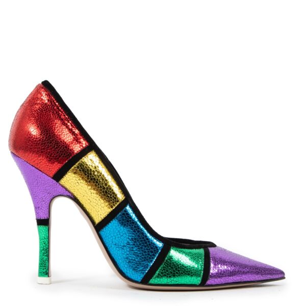 Shop safe online at Labellov in Antwerp these 100% authentic second hand The Attico Multicolor Metallic Leather Pumps - size 37,5