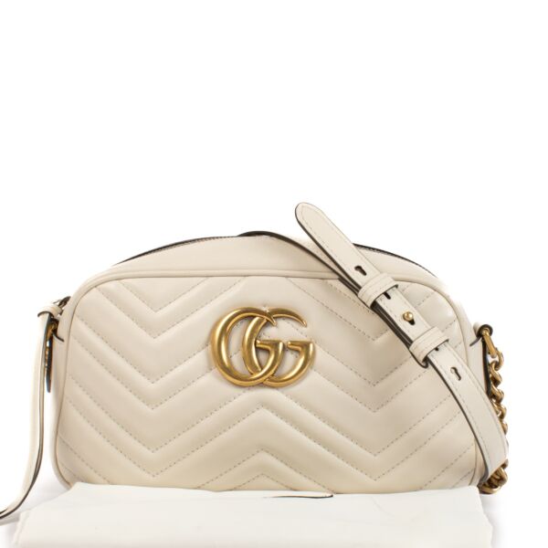 Gucci Cream Leather GG Marmont Small Camera Bag