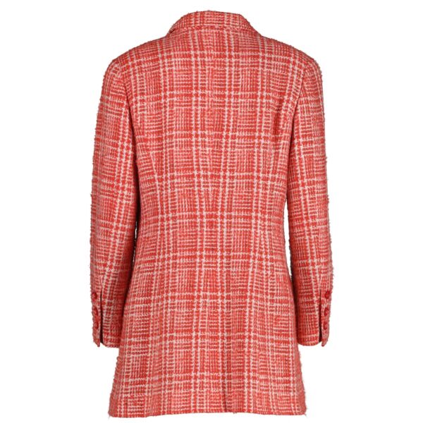 Chanel 97P Red Tweed Long Jacket - Size FR42