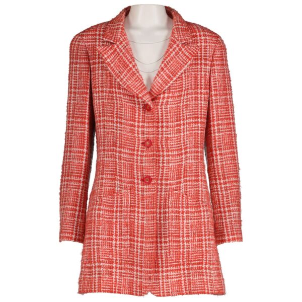 Chanel 97P Red Tweed Long Jacket 