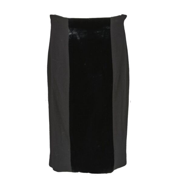 Chanel Vintage Black Velvet Trim Skirt