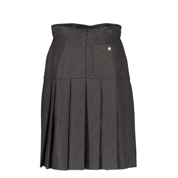 Chanel Vintage Grey Wool Pleated Skirt